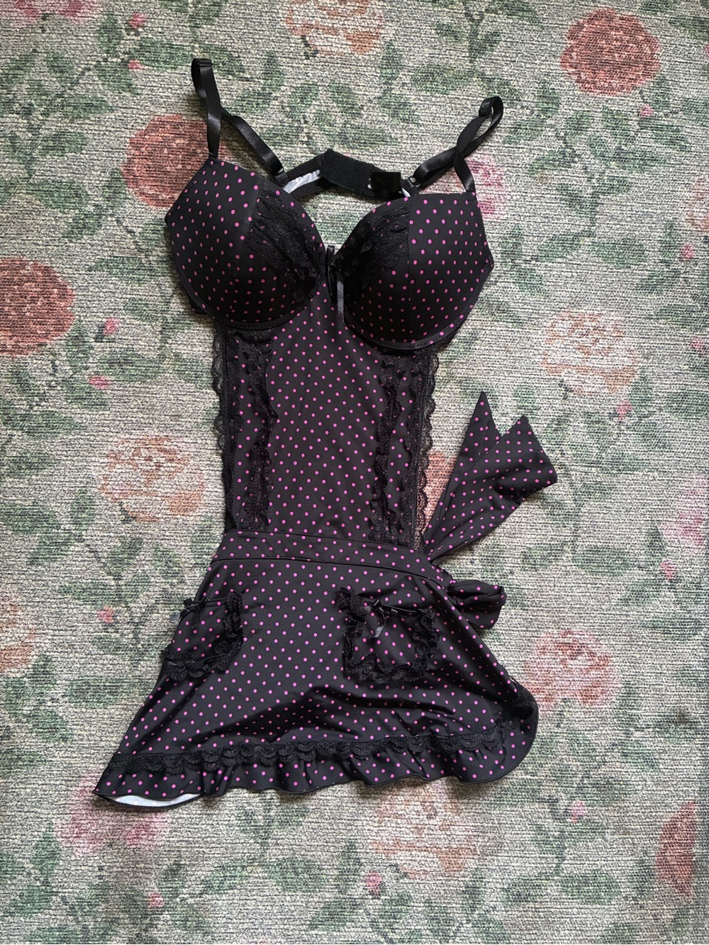 Marilyn Monroe maid apron lingerie polka dot 🖤 XL
